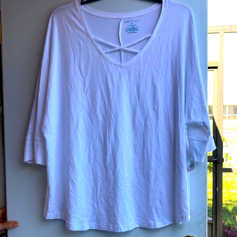 Boutique + white sexy t shirt size 2X